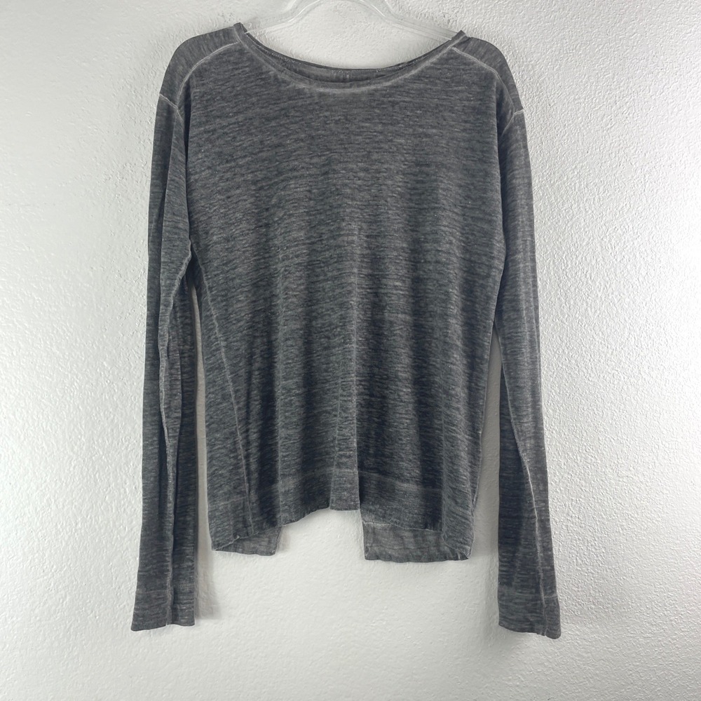 Alice + Olivia Stacey Bendet AIR Linen Open Back Top Small Gray Minimalist